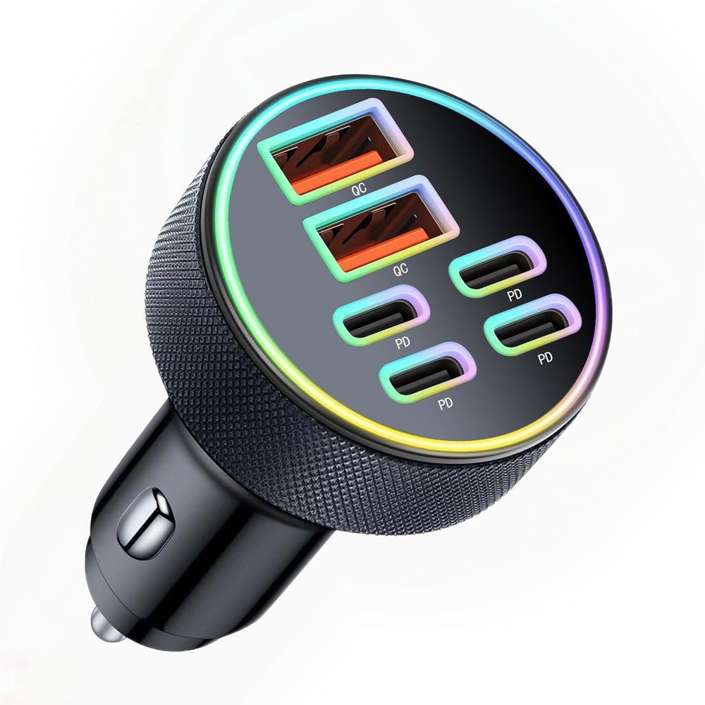 6 in 1 Car Charger Cigarette Lighter Adapter Multiport Fast Charging with 4 USB-C and 2 USB Ports
