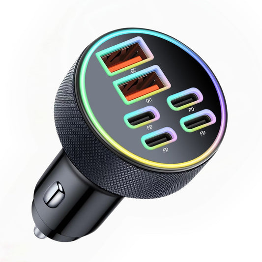 6 in 1 Car Charger Cigarette Lighter Adapter Multiport Fast Charging with 4 USB-C and 2 USB Ports