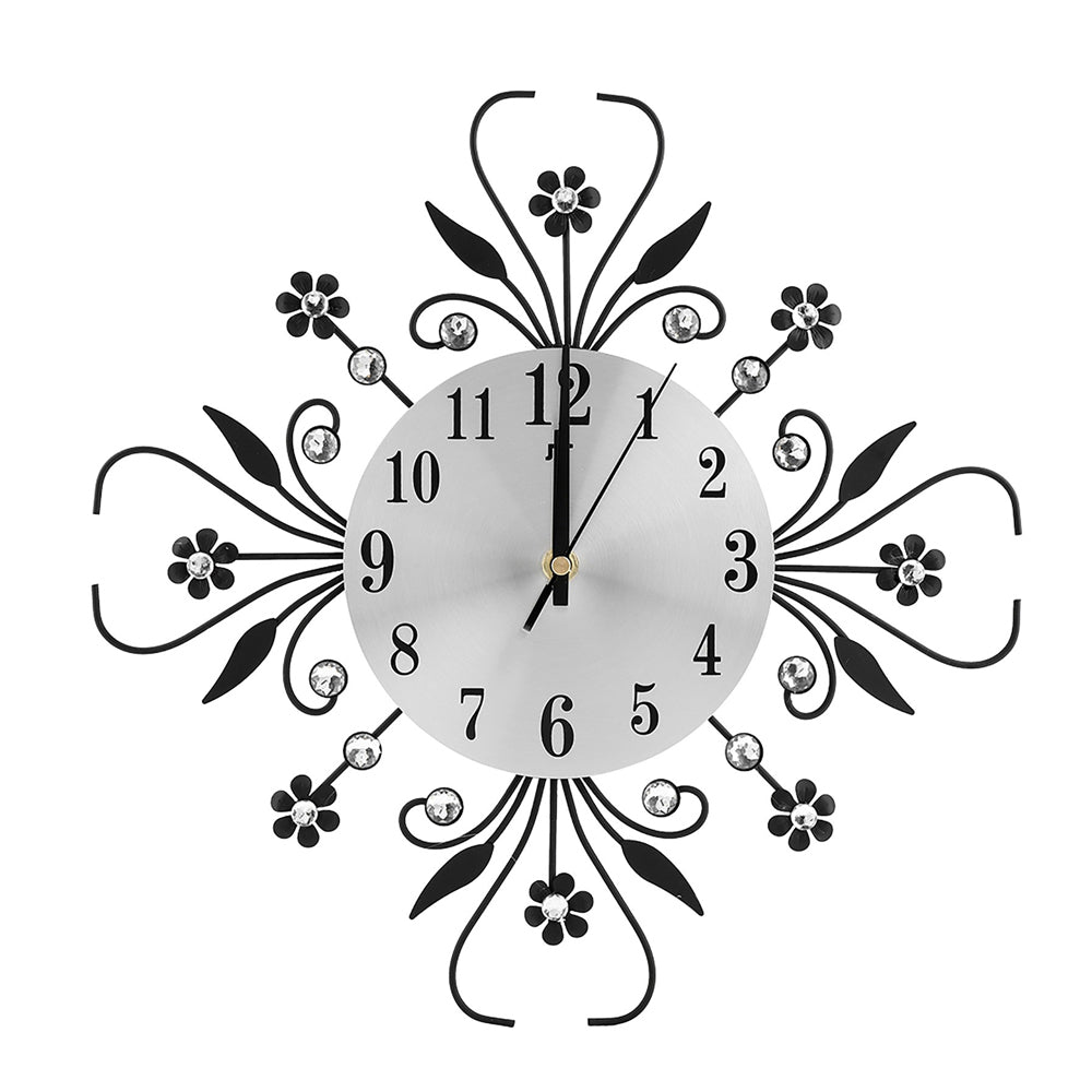 Luxury Wall Clock Metal Rhinestone-Studded Modern Silent Clock