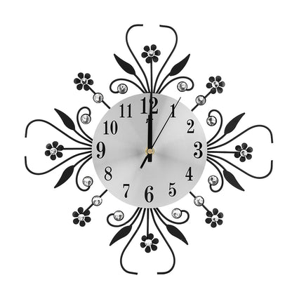 Luxury Wall Clock Metal Rhinestone-Studded Modern Silent Clock