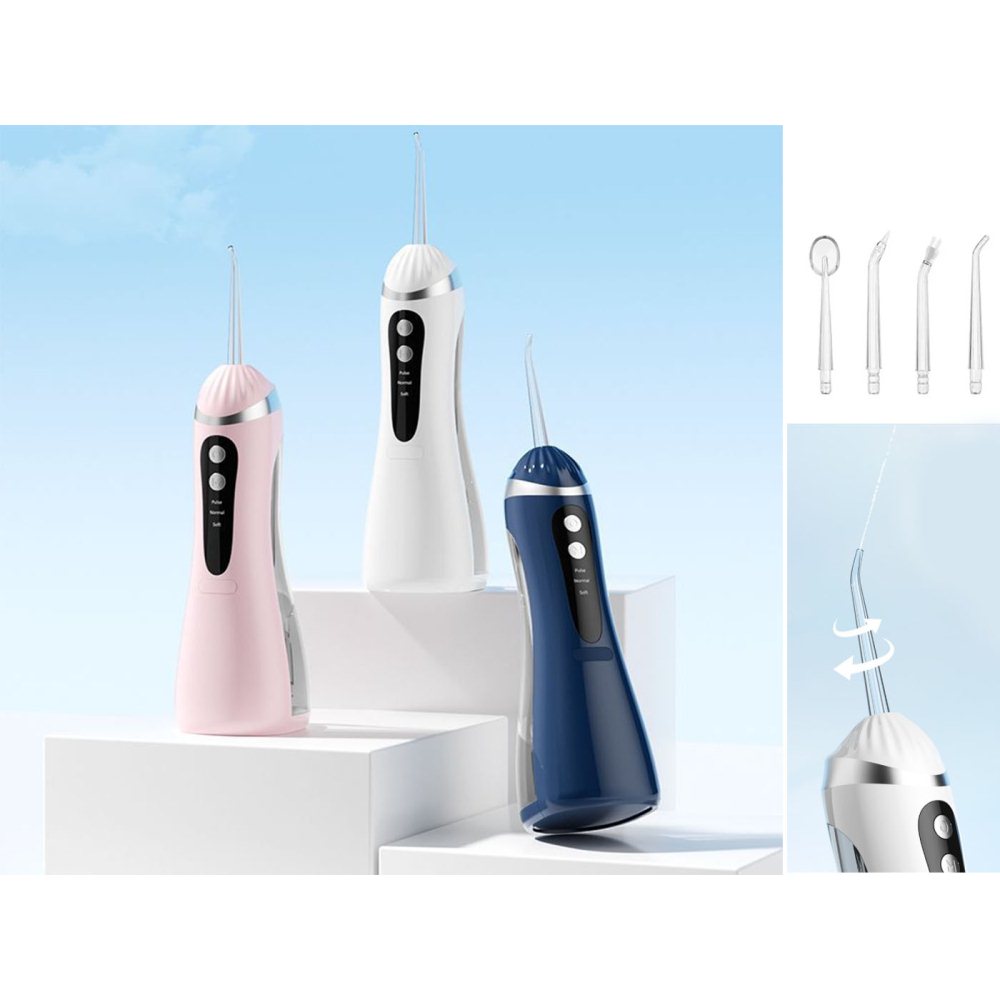 Portable Rechargeable Water Dental Flosser for Teeth Cleaning with 4 Tips