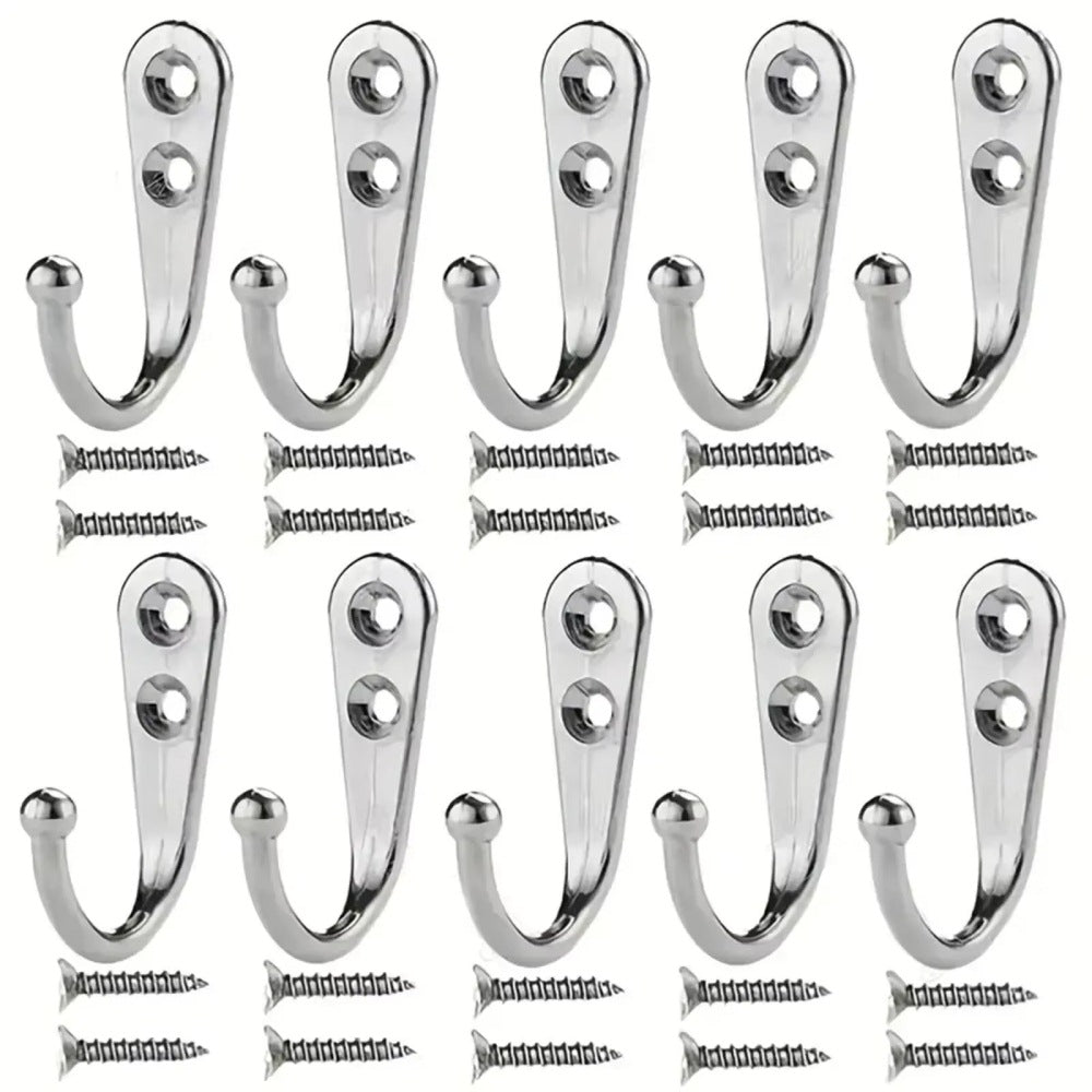 10 Pack Wall Mounted Coat Hooks Antique Zinc Alloy