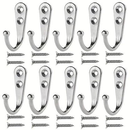 10 Pack Wall Mounted Coat Hooks Antique Zinc Alloy