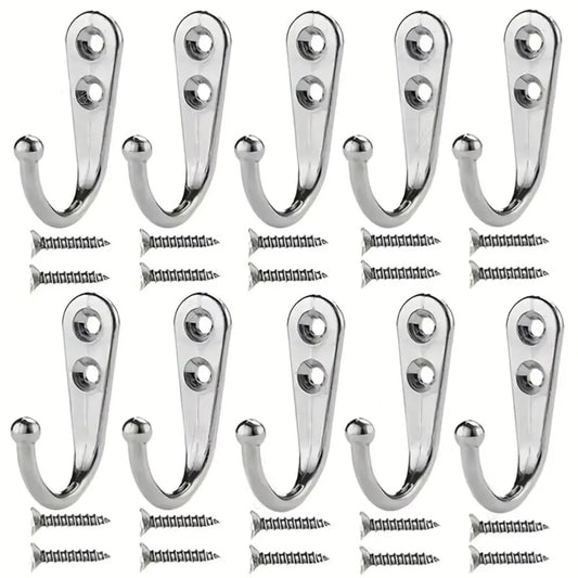 10 Pack Wall Mounted Coat Hooks Antique Zinc Alloy