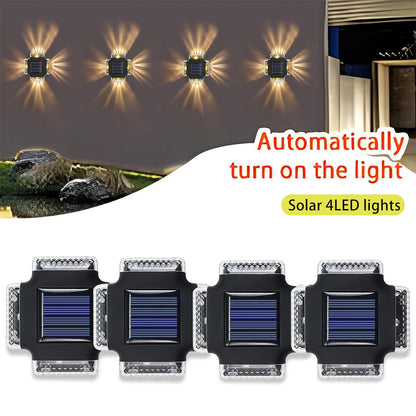 4-Pack Solar Wall Lights Waterproof Outdoor LED Lights Step Lighting for Garden