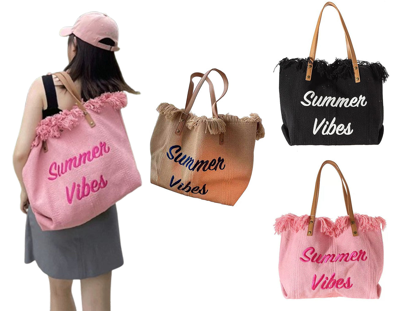Women's Tassel Canvas Tote Bag