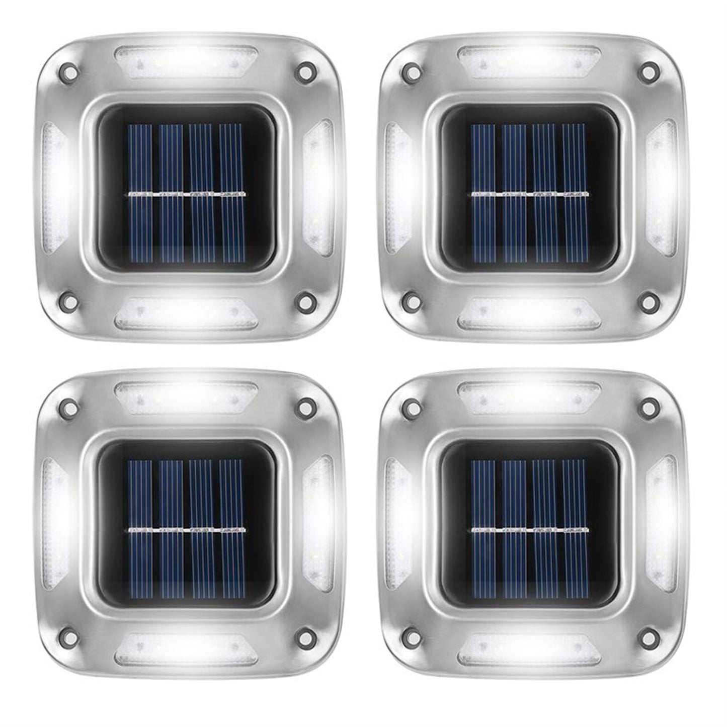 4Pcs 8LED Solar Powered Deck Lights Garden Path Wall Lamp