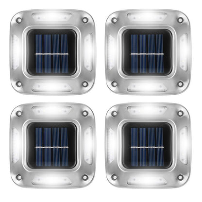 4Pcs 8LED Solar Powered Deck Lights Garden Path Wall Lamp