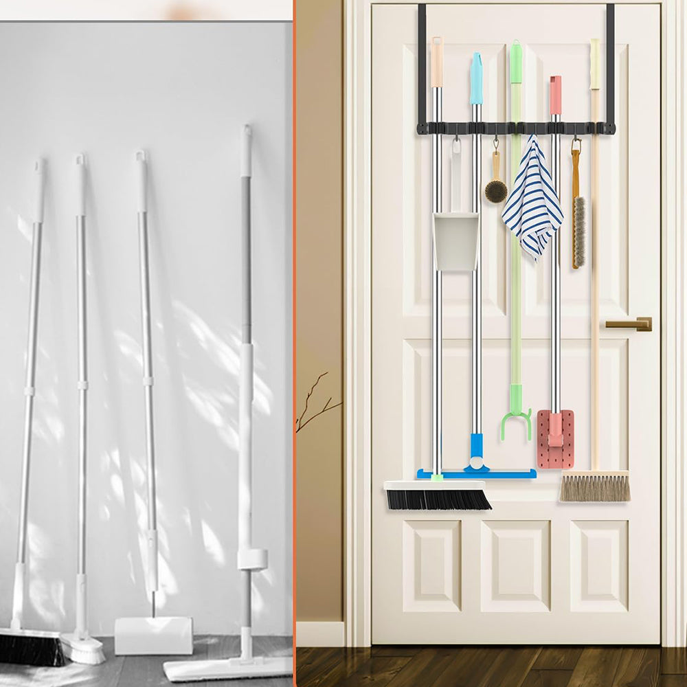 2Pcs Mop Broom Hanging Holder Over The Door
