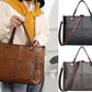 Vintage Leather-Look Tote Handbag Crossbody Briefcase