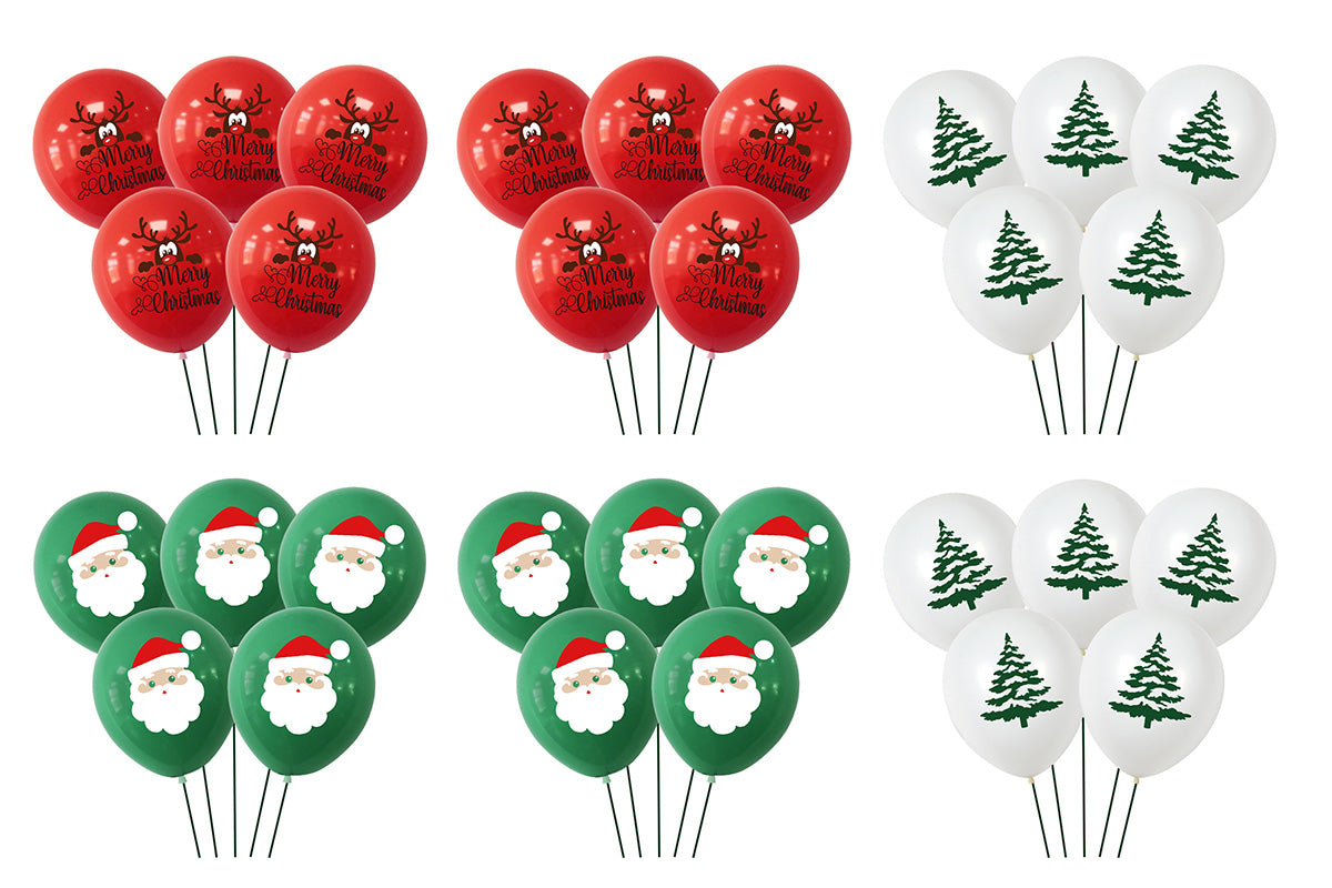 30Pcs Christmas Latex Balloons Santa Tree Party Decorations