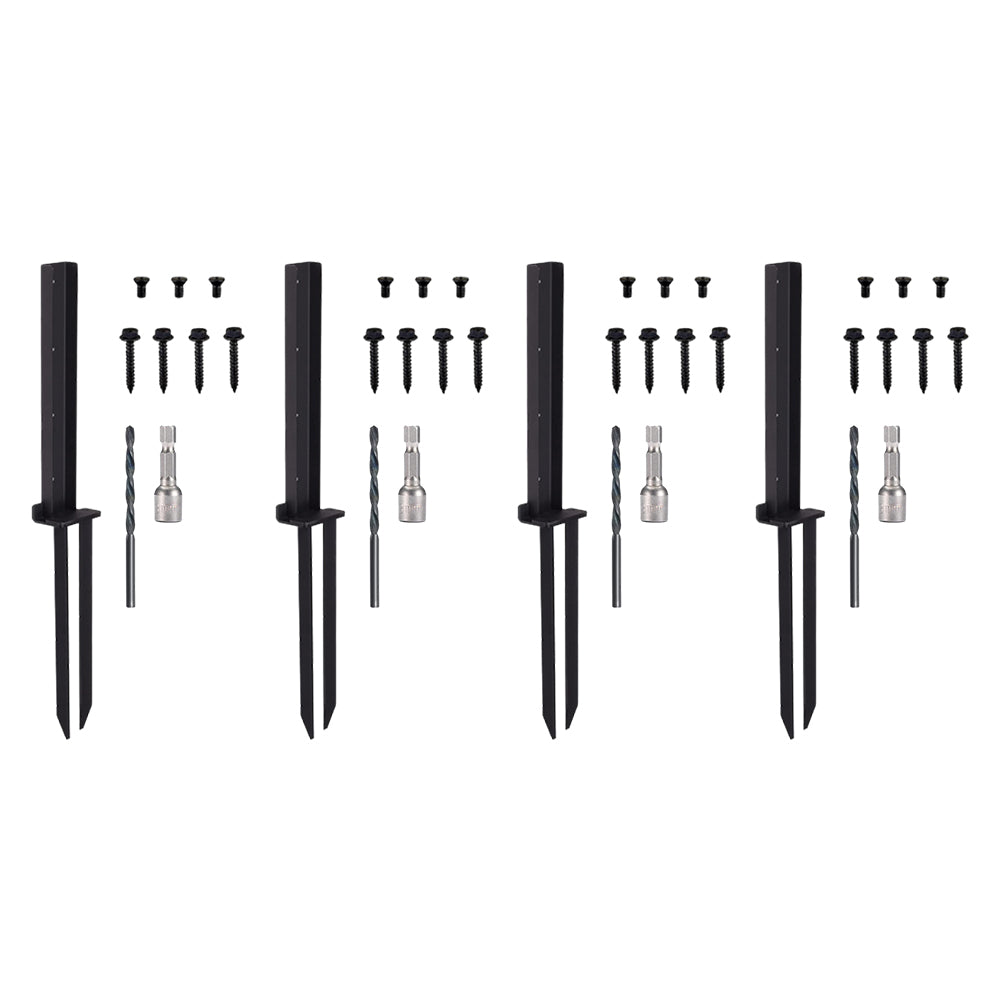 4Pcs Fence Post Repair Kit Heavy Duty H Design Fence Post Anchor Ground Stakes