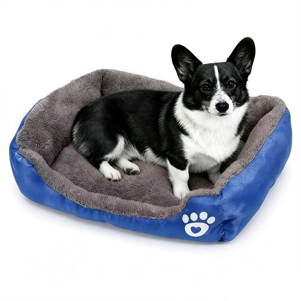 Soft Winter Semi-Enclosed Pet Bed Mat with Raised Edges-Royal Blue