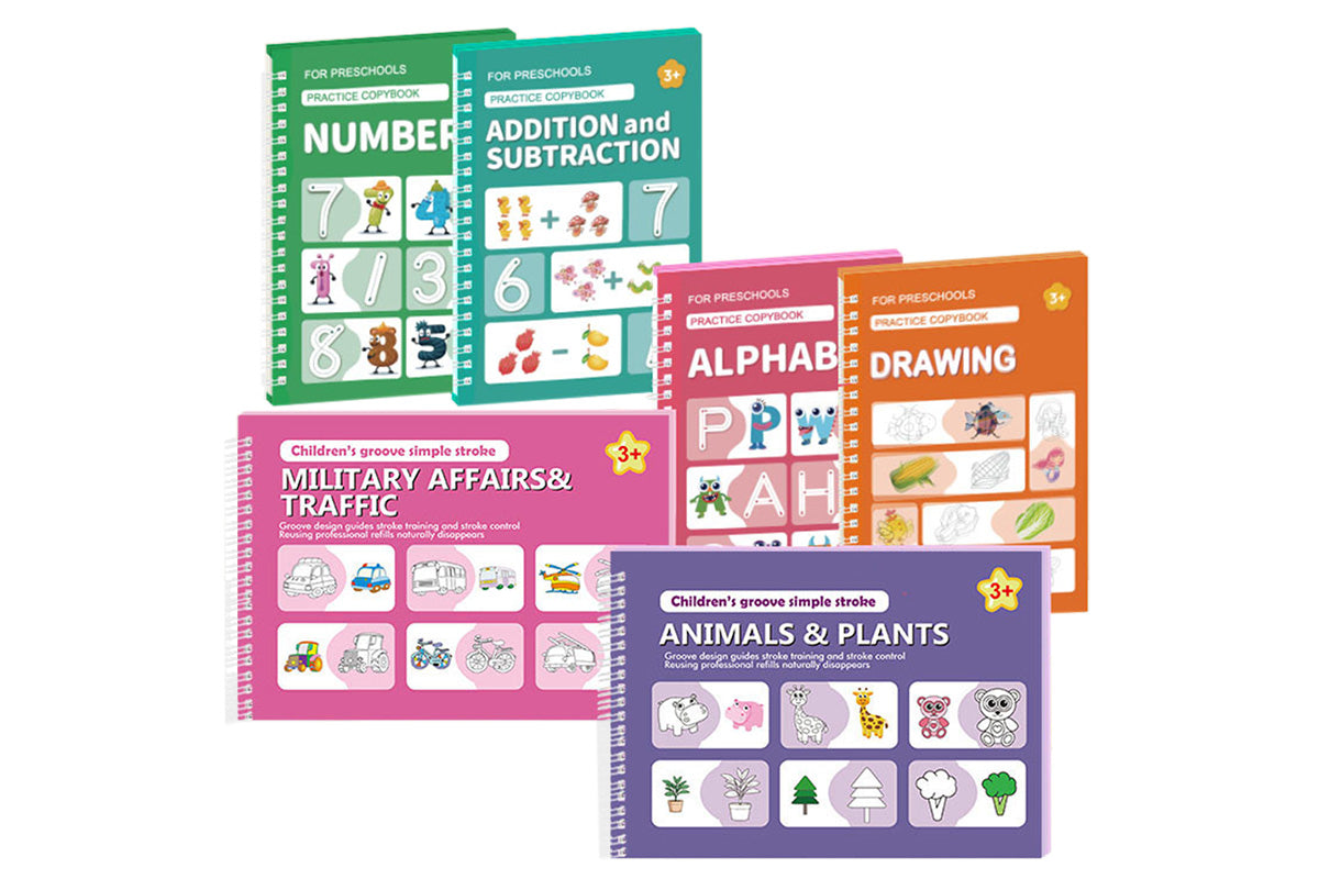 Magic Handwriting Practice Books With Pens Reusable Grooved Copybooks