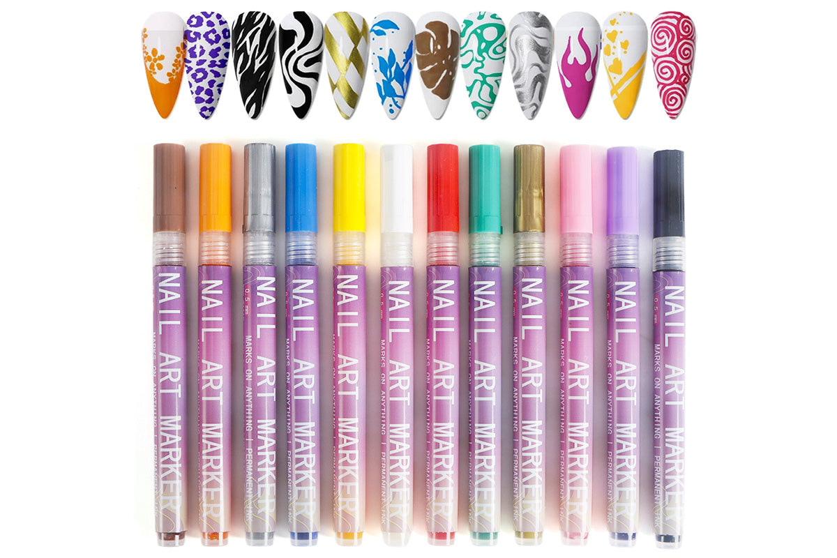 12-Color DIY Nail Art Paint Pen Set Nail Dotting & Drawing Pens for Manicure