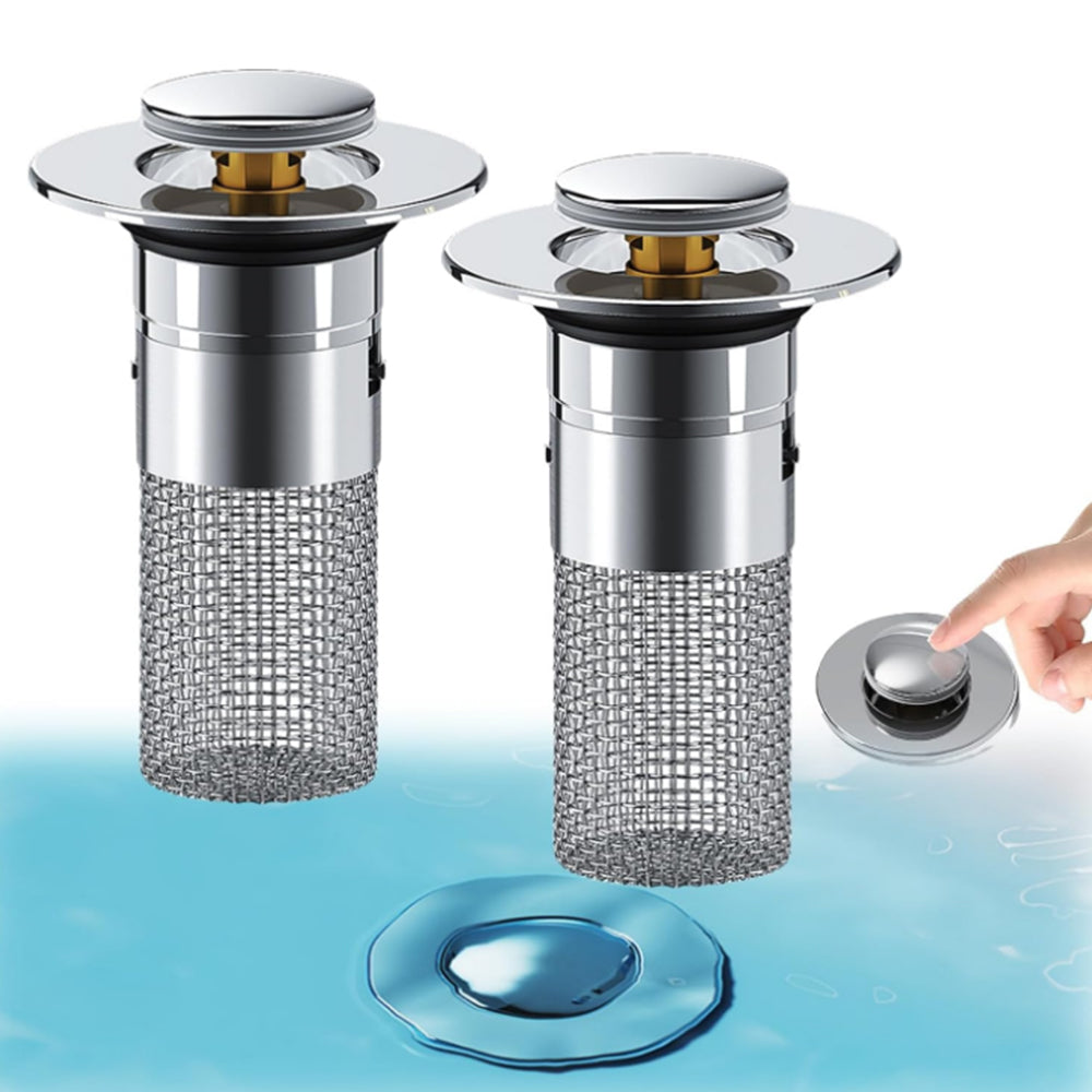 2Pcs Universal Bathroom Sink Pop-Up Stopper Drain Filter