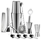 13Pcs Stainless Steel Cocktail Shaker Set Professional Bartender Kit with Recipes Booklet