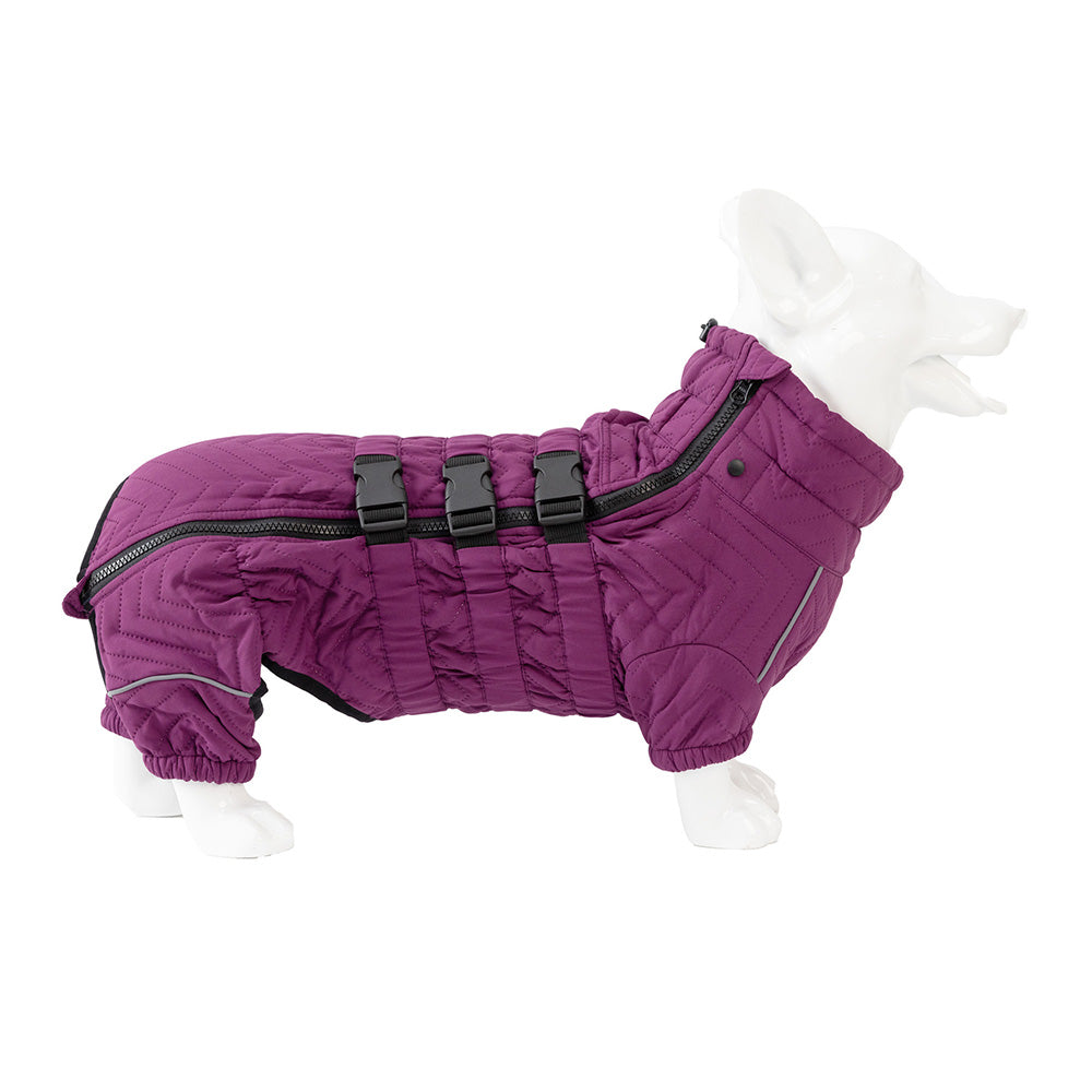 Dog Coat 4 Legs Covered Windproof Waterproof Dog Winter Jacket-Purple