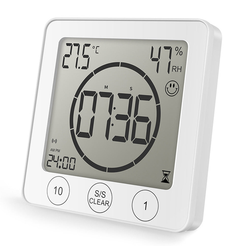 Digital Shower Clock Hygrometer Indoor Thermometer with Timer for Bathroom Kitchen