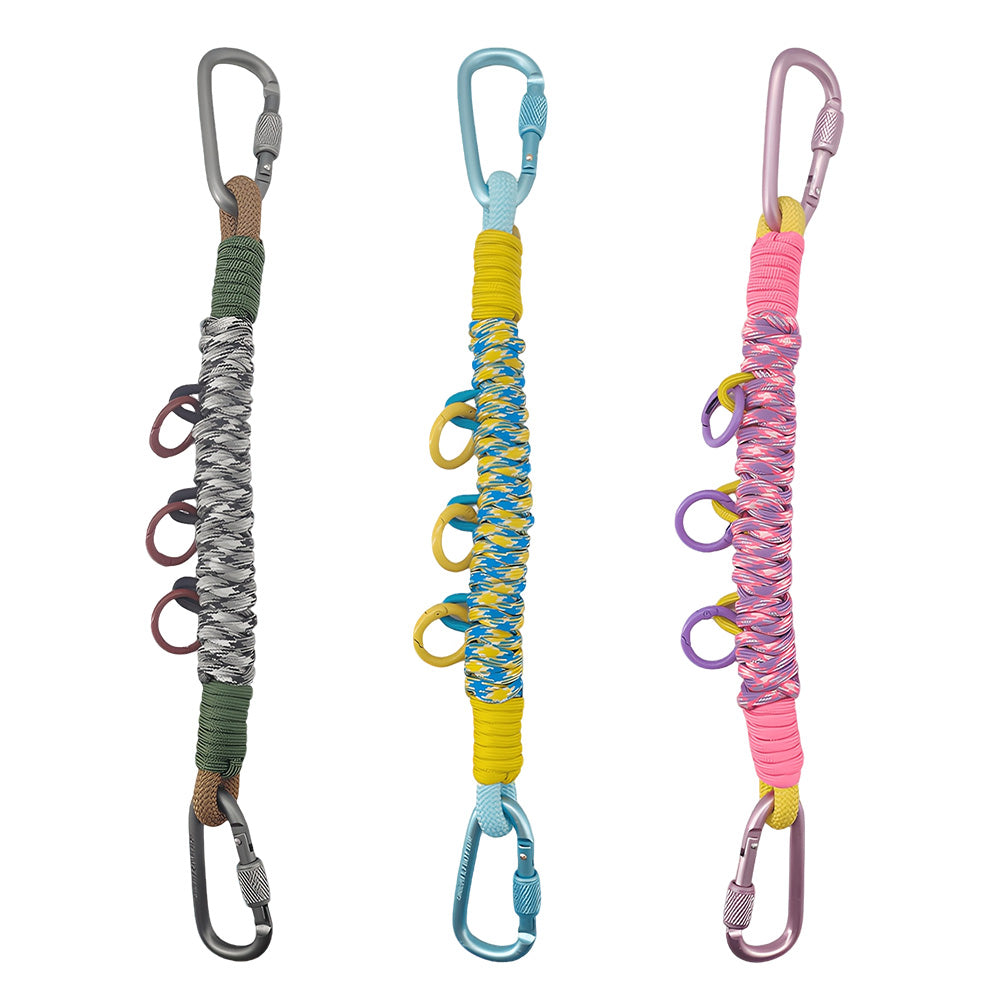 3 PCS Handwoven Paracord Backpack Gear Hanger Chains with Carabiners
