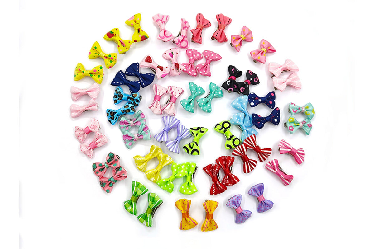 60PCS Pet Bowknot Hair Bow With Clips For Pet Grooming Decoration