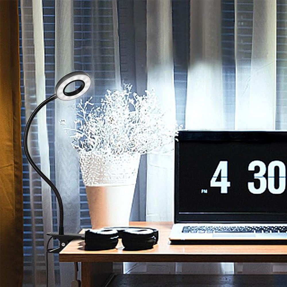 Desk Light USB LED Reading with Clip Dimmable Table Lamp Clip Bed Lamp