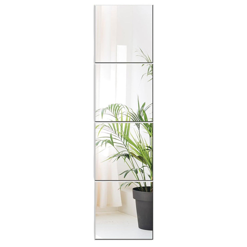 4Pcs Square Acrylic Mirror Wall Stickers Self-Adhesive DIY Home Decor