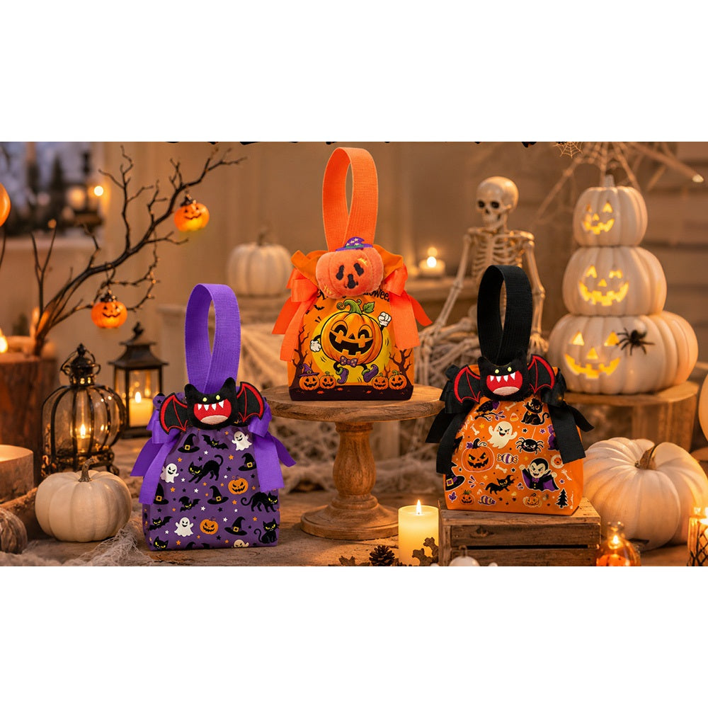 5 PCS Halloween Pumpkin Canvas Candy Gift Bags