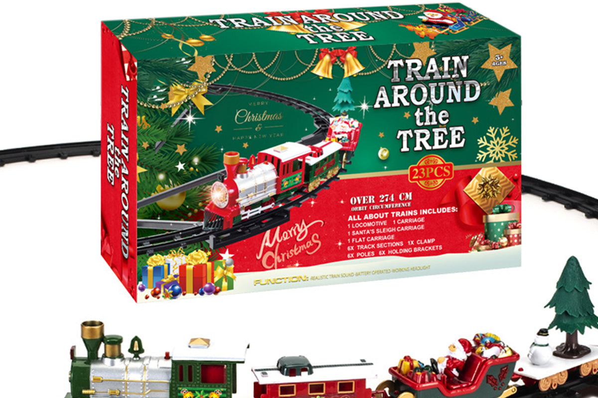 Hanging Christmas Train Set Toy with Lights Music and Track for Little Ones