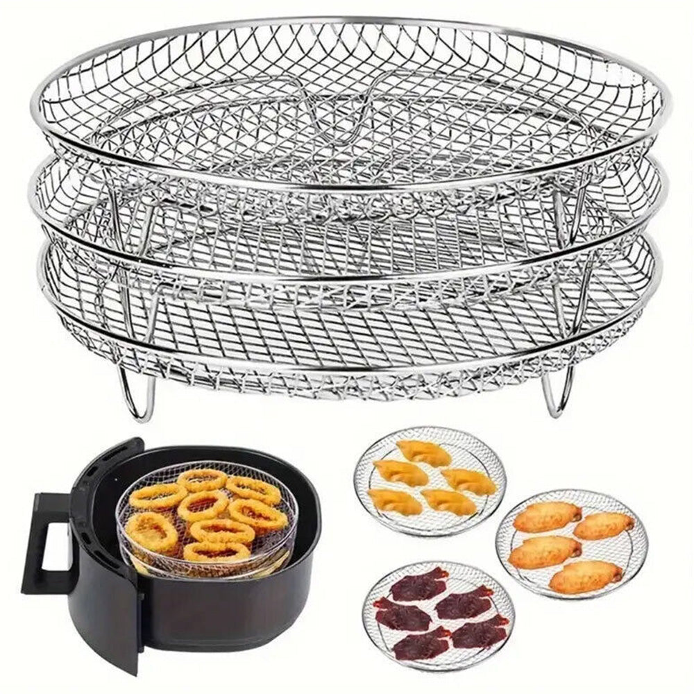 3Pcs Stainless Steel Stackable Air Fryer Cooking Racks