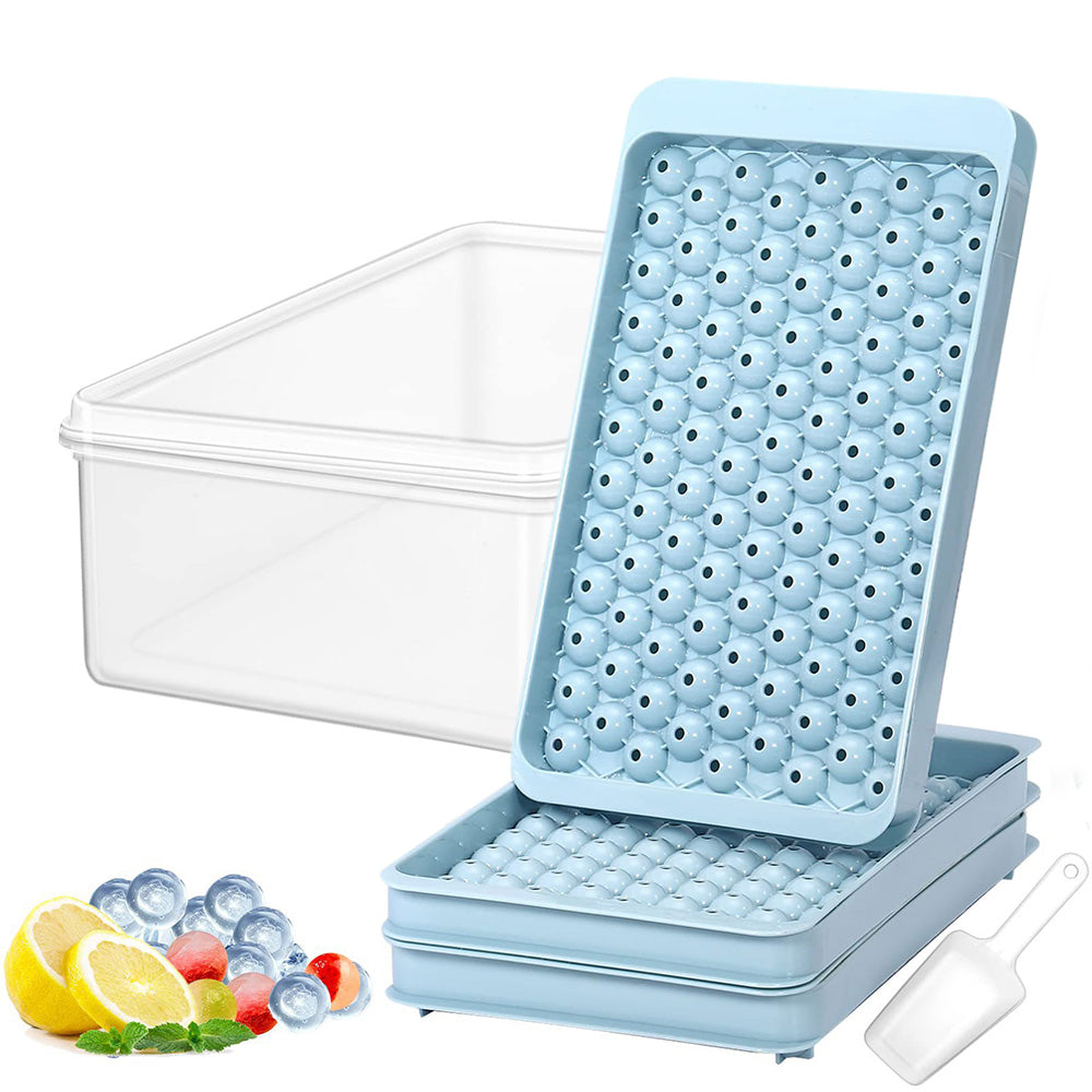 104 Grid Ice Ball Tray with Storage Bin Scoop Stackable Ice Cube Mold Set