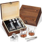 Whiskey Glass Set for Men Stainless Steel Tumblers with Whiskey Stones and Wooden Box