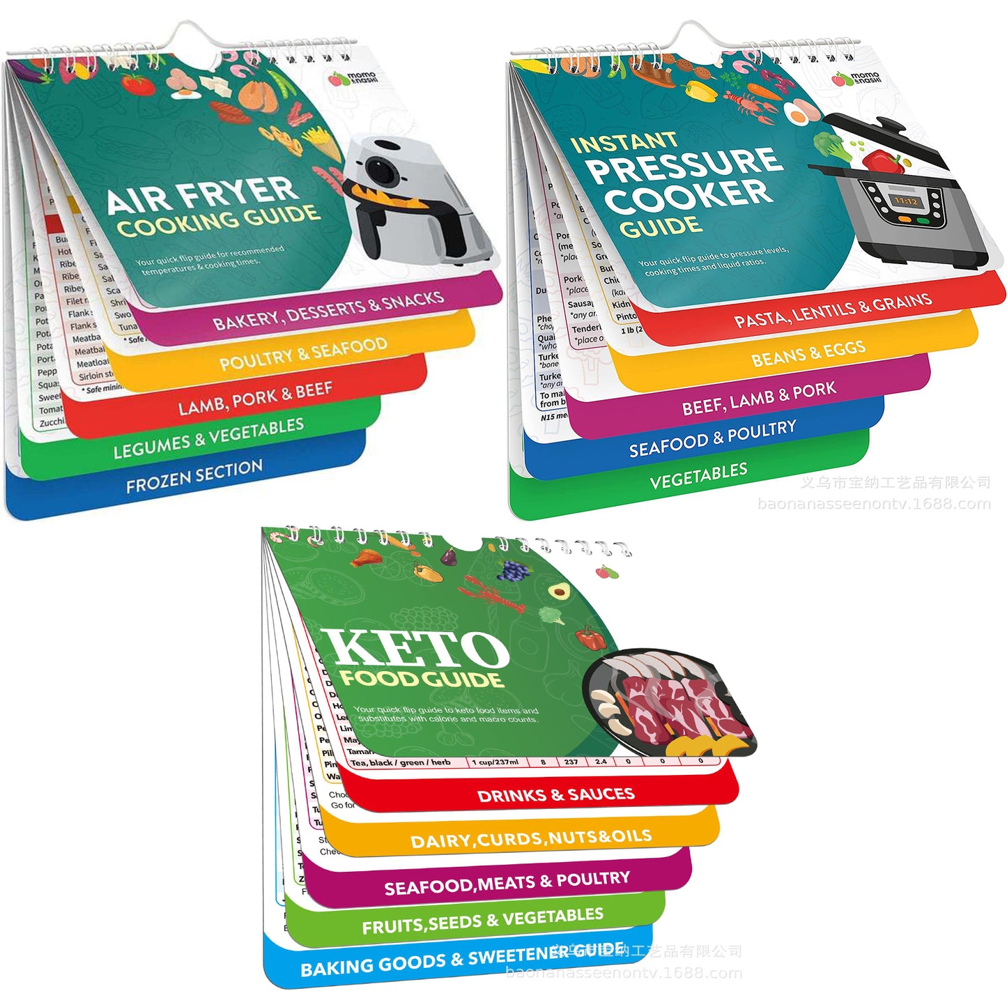 3Pcs Air Fryer Cooking Instapot Cheat Sheet Adsorbable Iron Cooking Times Guide Booklet