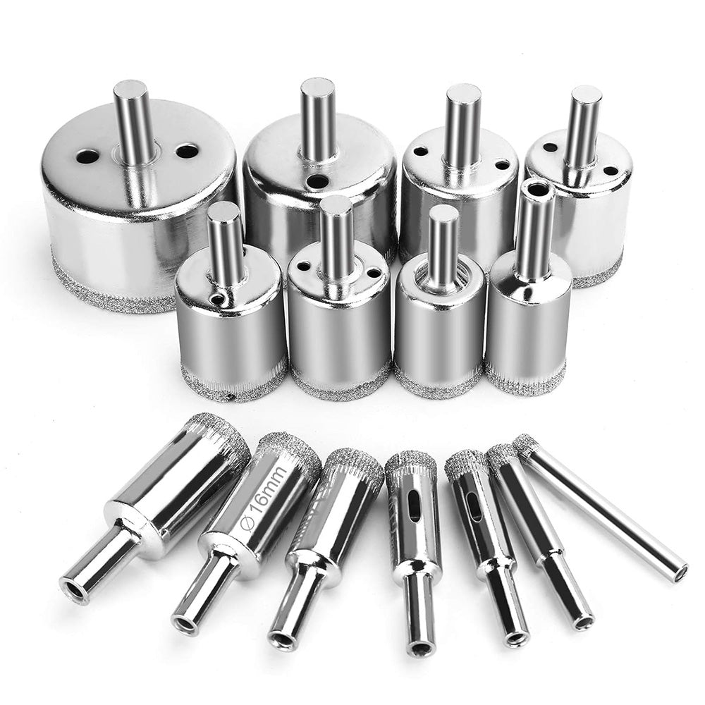 15-Piece Drill Bit Set for Glass and Tile Precision Hole Saws (6-50mm)