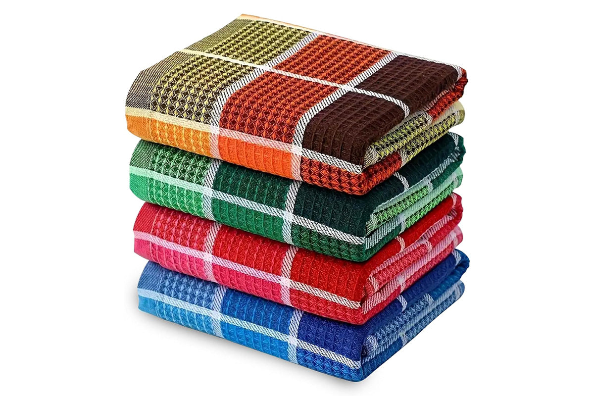 4Pcs Polyester Cotton Kitchen Tea Towels High Absorbent Dish Cloths
