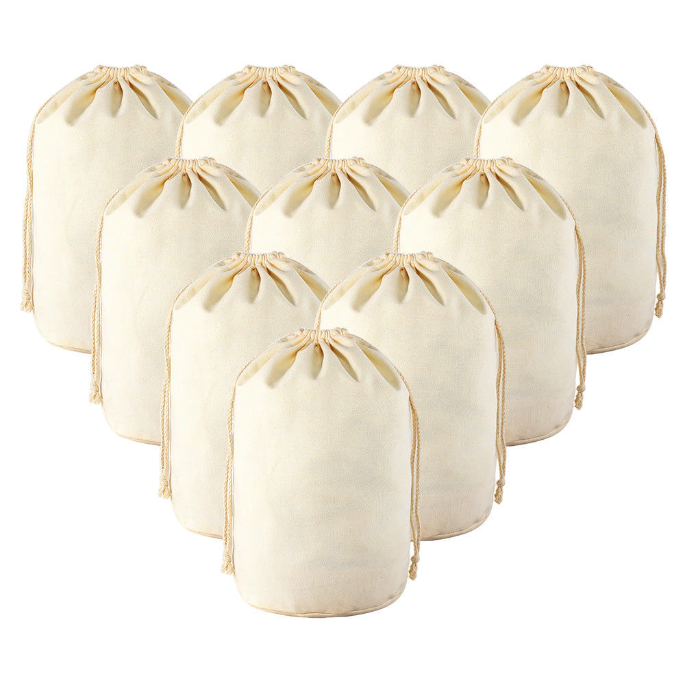 10 Pack Reusable Canvas Drawstring Storage and Gift Bags
