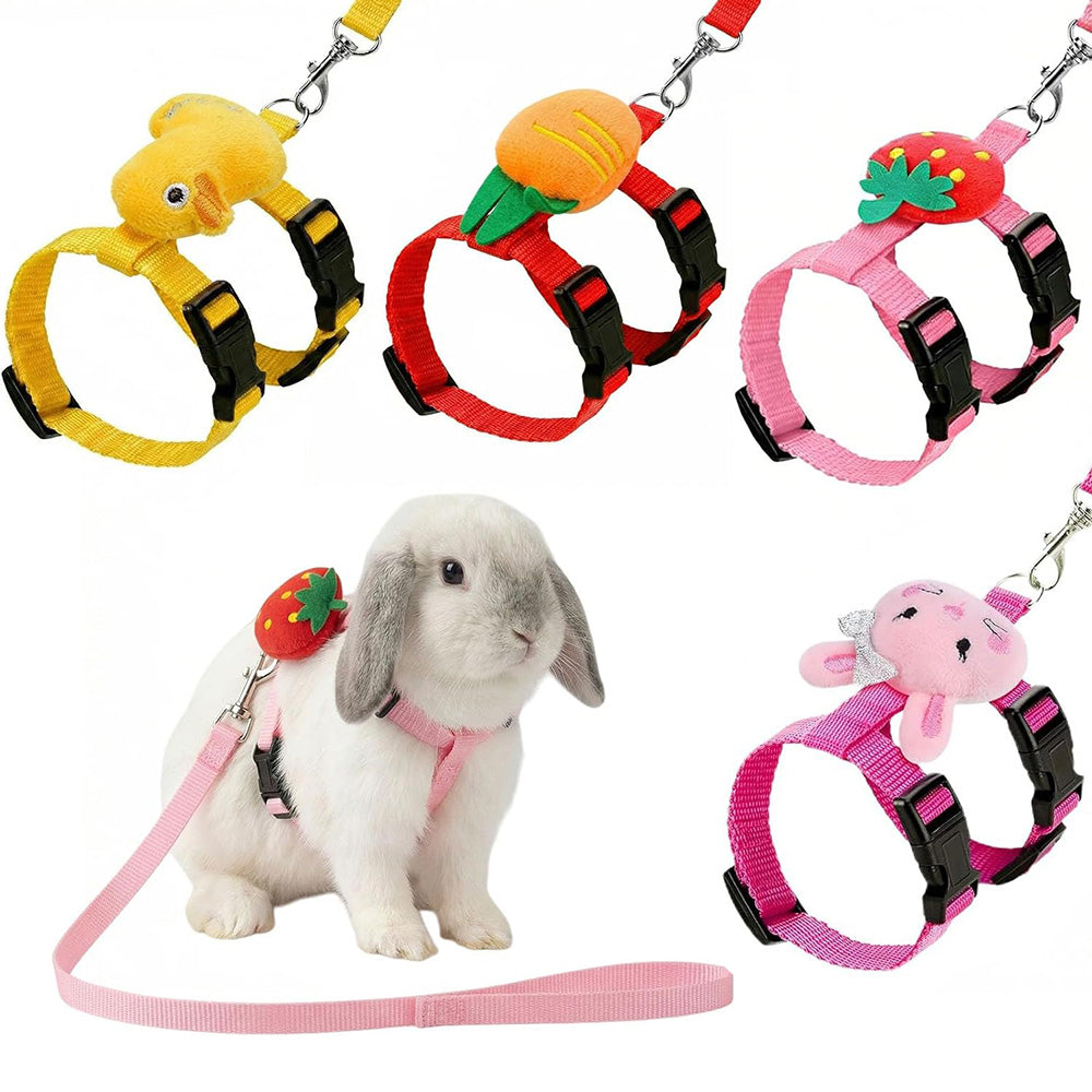 4Pcs Adjustable Rabbit Leash and Harness Set with Vest Style for Small Pets