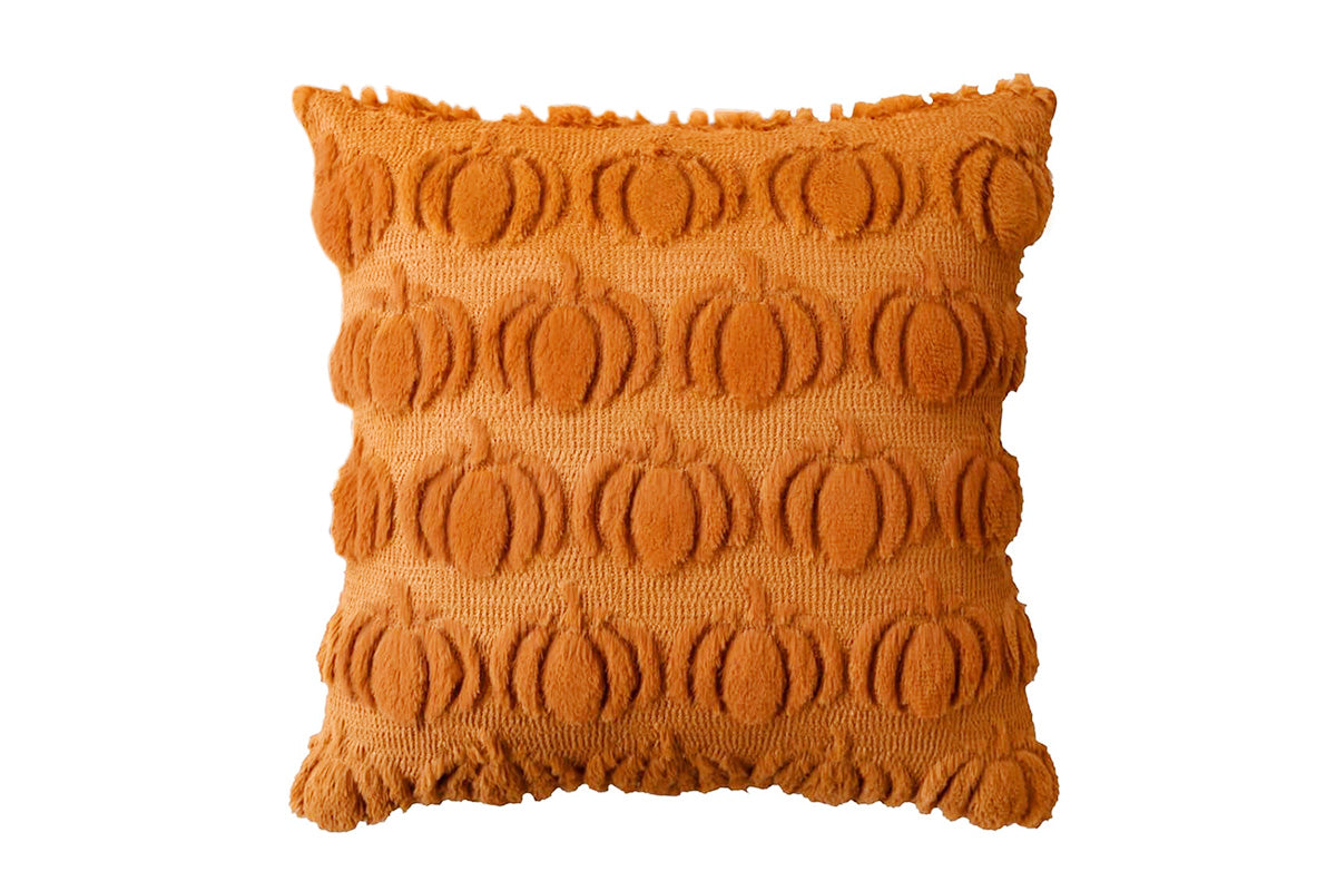 Fall Pillow Covers Halloween Pumpkins Faux Fur Pillowcase for Chair Sofa-Brown