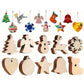 100Pcs Wooden Christmas Tree Decorations Assorted Blank Shapes for Painting