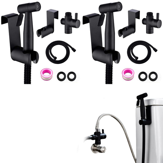 2Pcs Hand Bidet Toilet Sprayer Shattaf Kit with Shower Head Hose Diverter