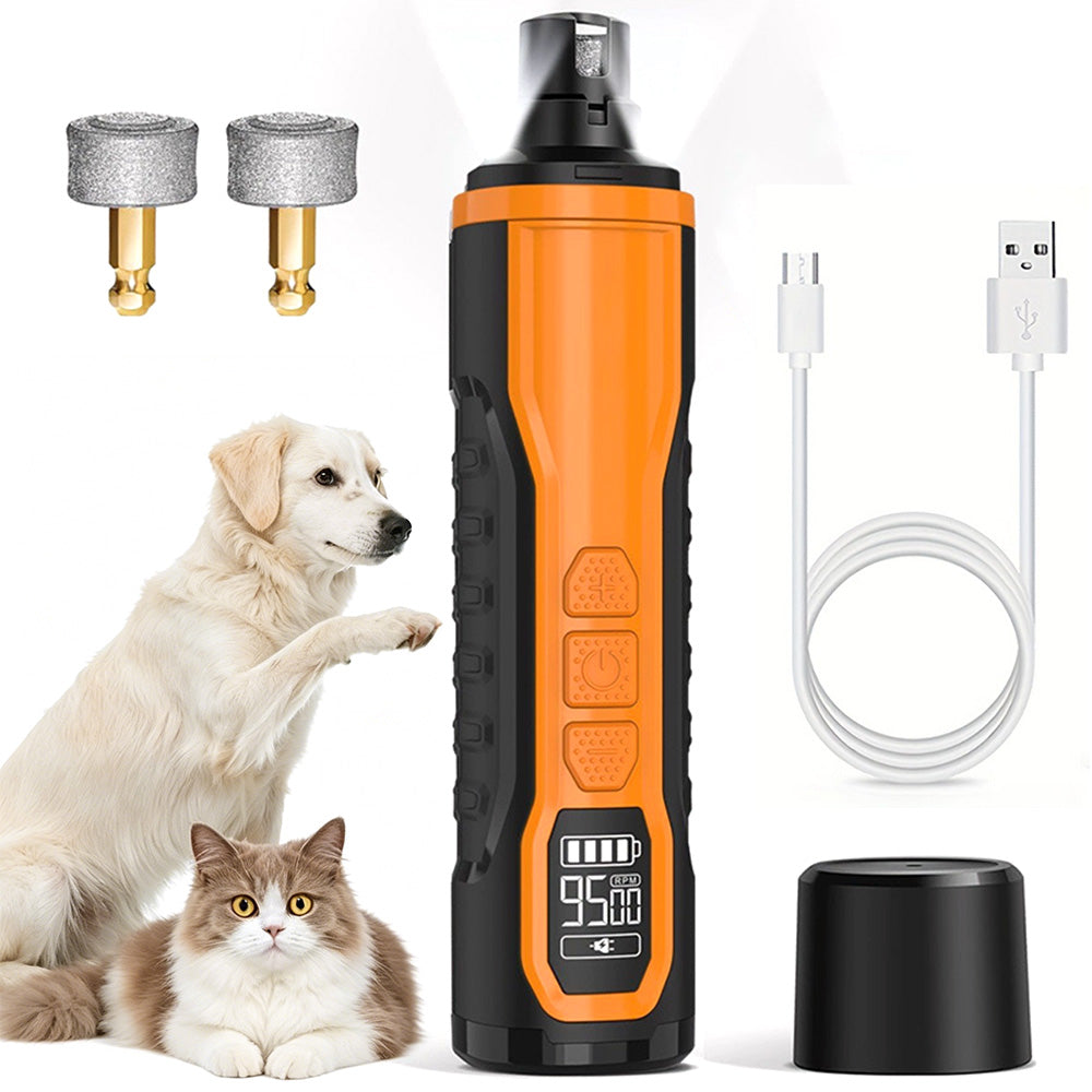 5 Speed Electric Pet Nail Grinder with LED Light 2 Diamond Bits for Cats Dogs