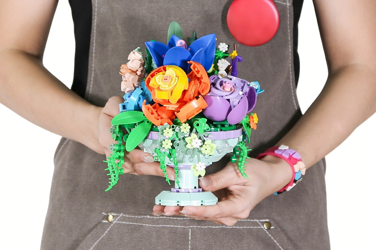622pcs DIY Flower Bouquet Building Blocks Artificial Floral Arrangement Bricks Toy Compatible with LEGO