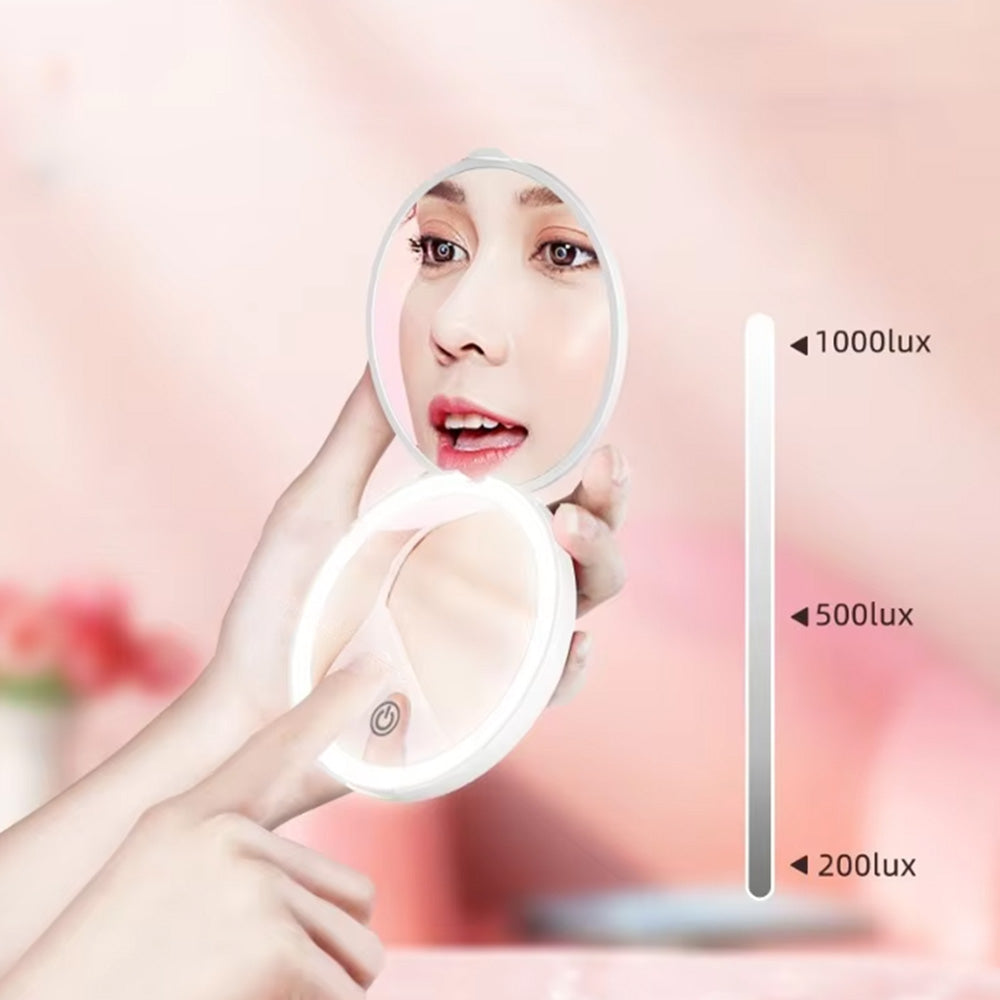 Mini Mirror With Lights Magnification LED Compact Mirror Travel Mirror For Pocket