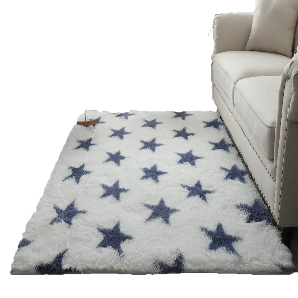 Anti SlipTie-Dyed Floor Carpet Fluffy Rug-Blue Five Star