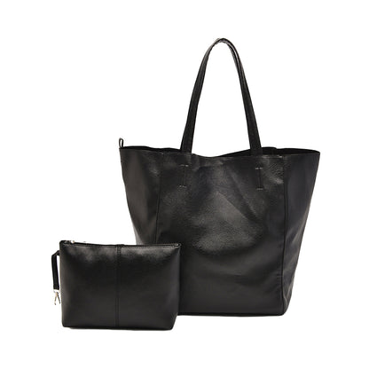 PU Leather Oversized Tote Bag with Internal Cosmetic Bag