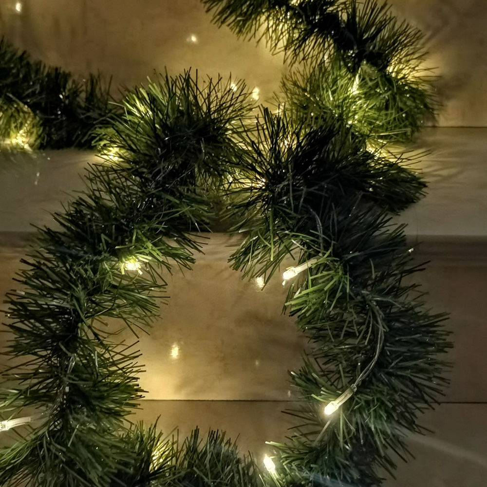 10m Christmas Garland with 100 LED Lights Artificial Wreath Stairs Rattan Decoration