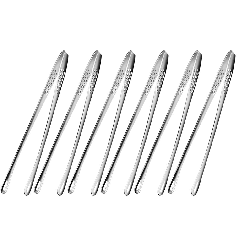 6 Stainless Steel Long Handle Food Tongs Grill Tweezers