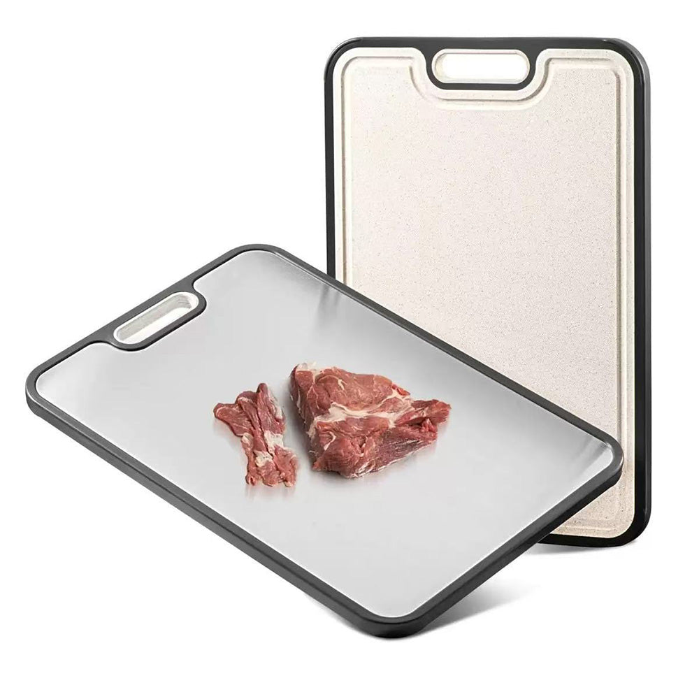 Titanium Cutting Board for Kitchen Cutting Board Double Sided Pure Titanium and Wheat Straw