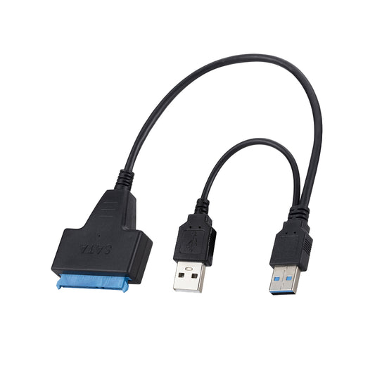 USB 3.0 to SATA Hard Drive Adapter Cable for 2.5/3.5 inch SSD and HDD Dual USB