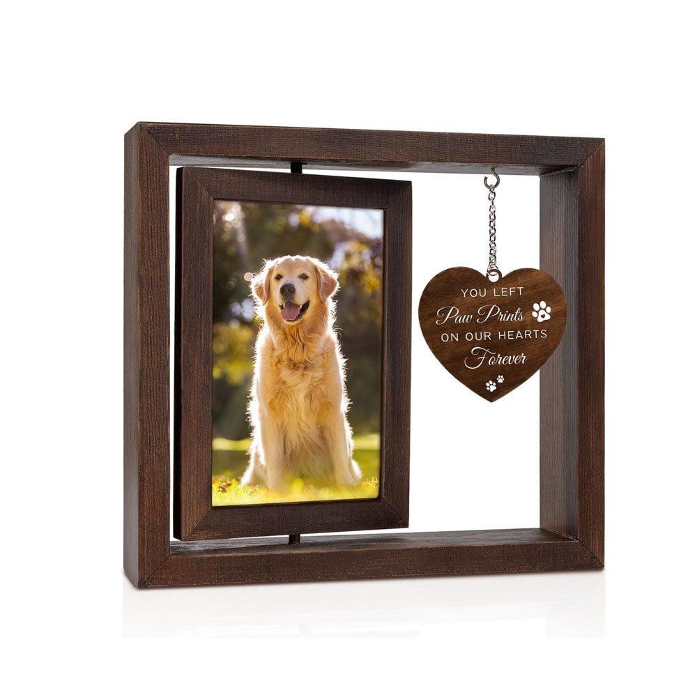 Pet Rotating Wooden Photo Frame for 4x6-inch Photo